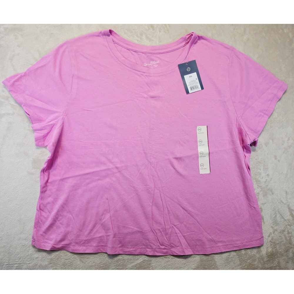 Universal Thread Womens XXL Dahlia Pink Cropped Short Sleeve Cotton T-Shirt NWT